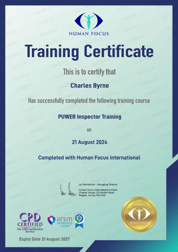 Puwer Inspector Training Online Certificate