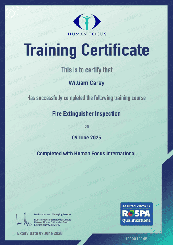 Fire Extinguisher Inspection Online Course Certificate